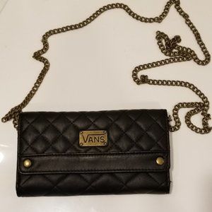 Vans Wallet Clutch Quilted Black Brass NEW